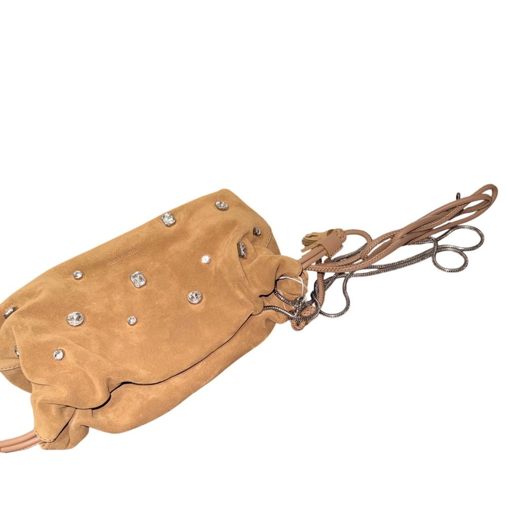 VERONICA BEARD Small Crystal-Studded Suede Clutch Bag - Picture 5 of 10
